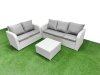 Fimous 5 Seater PE Rattan Wicker Garden Furniture Patio Conservatory Sofa Set with Square Coffee Table 3 Seater Sofa Love Sofa