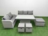 Fimous 8 Seater PE Rattan Wicker Garden Furniture Patio Conservatory Sofa Set with Adjustable Lifting Dining or Coffee Table 3 Seater Sofa Love Sofa 3 Stool