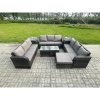 Fimous Rattan Garden Furniture Set 12 Seater Indoor Outdoor Patio Sofa Set with Coffee Table 3 Footstools 2 Side Tables Dark Grey Mixed