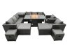 Fimous Rattan Garden Furniture Firepit Dining Set 12 Seater Lounge Sofa Table Set with side table 2 big Footstool