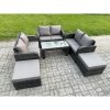 Fimous Rattan Wicker Garden Furniture Patio Conservatory Sofa Set with Rectangular Coffee Table Reclining Chair Love Sofa 2 Big Footstool