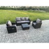 Fimous Garden Furniture Sets 5 Seater Wicker Rattan Furniture Patio Sofa Sets with Reclining Chair 3 Seater Sofa Dark Grey Mixed
