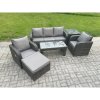 Fimous Wicker PE Rattan Garden Furniture Set Outdoor Lounge Sofa Set with Reclining Chair Coffee Table Side Table Big Footstool Dark Grey Mixed
