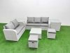 Fimous 7 Seater PE Rattan Wicker Garden Furniture Patio Conservatory Sofa Set with Square Coffee Table 3 Seater Sofa Love Sofa 2 Stools 2 Side Table