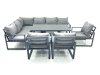 Fimous Aluminum Outdoor Garden Furniture Set Corner Sofa 3 Chairs Adjustable Rising Lifting Dining Table Sets Dark Grey