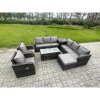 Fimous 11 Seater Wicker PE Rattan Sofa Set Outdoor Patio Garden Furniture with 2 Reclining Chairs Coffee Table Side Table 3 Footstools Dark Grey Mixed
