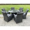 Fimous Rattan Garden Furniture Dining Set Table And Chairs Wicker Patio Outdoor 6 chairs plus big round table