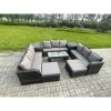 Fimous Rattan Garden Furniture Set 11 Seater Indoor Outdoor Patio Sofa Set with Coffee Table 2 Big Footstool 2 Side Tables Dark Grey Mixed