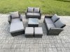 Fimous 8 Seater Outdoor Rattan Garden Furniture Set Conservatory Patio Sofa Coffee Table Set with Chair 3 Footstools Dark Grey Mixed