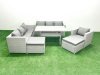 Fimous 7 Pieces Outdoor Rattan Sofa Set with Cushions Patio Garden Furniture Sets with Armchair Dining Table 2 Big Footstools
