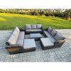Fimous Wicker PE Rattan Garden Furniture Set 11 Seater Outdoor Lounge Sofa Set with Coffee Table 2 Big Footstool Dark Grey Mixed