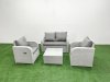 Fimous Light Grey PE Wicker Rattan Garden Furniture Set Sofa Set Reclining Adjustable Chair Square Coffee Table 4 Seater