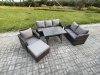 Fimous Outdoor Rattan Garden Furniture Set 7 Seater Patio Lounge Sofa Set with Dining Table Big Footstool Dark Grey Mixed