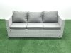 Fimous Rattan Garden Furniture Set with 3 Seater Sofa 2 Chair Rectangular Coffee Table Big Footstool Light Grey Mixed 6 Seater