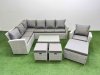 Fimous 10 Seater Garden Outdoor PE Rattan Furniture Set Rattan Garden Sofa Set with 3 Footstools Light Grey Mixed