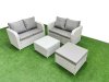 Fimous 5 Seater Outdoor Love Sofa Set Rattan Garden Furniture Set with Square Coffee Table Big Footstool Light Grey