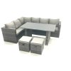 Fimous Outdoor Lounge Rattan Corner Sofa Set Garden Furniture with Small FootStools 6 Seater