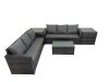 Fimous Outdoor 3 Seater Sofa Coffee Table Set Garden Rattan Furniture Set 6 Seater with 2 Side Tables Dark Grey