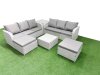 Fimous Outdoor Garden Furniture Sets 8 Seater Wicker Rattan Furniture Sofa Sets with Square Coffee Table high Back Lounge Sofa 2 Big Footstool Side Table Light Grey