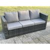 Fimous Outdoor Rattan Garden Furniture Set 11 Seater Patio Lounge Sofa Set with Square Coffee Table 2 Small Footstool Dark Grey Mixed
