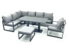 Fimous Aluminum Outdoor Garden Furniture Set Corner Sofa Big Footstool Chair Adjustable Rising Lifting Dining Table Sets Dark Grey