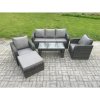 Fimous Wicker PE Rattan Garden Furniture Set Outdoor Lounge Sofa Set with Reclining Chair Coffee Table Big Footstool Dark Grey Mixed