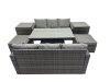 Fimous Rattan Garden Furniture Dining Set 8-seater Patio Height Adjustable Rising Lifting Table Sofa Set with 2 Side Table 2 Big Footstool Dark Grey Mixed