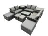 Fimous PE Rattan Garden Furniture Set Lounge Double Seat Sofa Coffee Table Set with 2 Side Tables 4 Stools Dark Grey MixedMixed