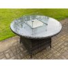 Fimous Rattan Garden Furniture Gas Fire Pit Round Dining Table Set Gas Heater And Dining Chairs 4 Seater