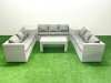 Fimous Rattan Garden Outdoor Furniture Set 9 Seater Garden Sofa Oblong Coffee Table Set with Side Table Light Grey Mixed