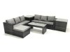 Fimous Garden Outdoor Rattan Furniture Set with Sofa Coffee table Big Footstool 2 Side Tables Dark Grey Mixed