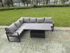 Fimous Aluminium Outdoor Adjustable Rising Lifting Dining Table Garden Furniture Dark Grey