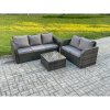 Fimous PE Rattan Garden Furniture Sets 5 Seater Outdoor Lounge Sofa Set Square Coffee Table