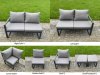 Fimous 8 Piece L-shaped Garden Furniture Set 9-Seater Aluminium Outdoor Dining Set with Adjustable Rising Lifting Dining Table 2 Chairs Dark Grey