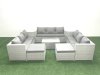 Fimous Rattan Garden Outdoor Furniture Set 11 Seater Garden Sofa Coffee Table Set with 2 Big Footstools Light Grey Mixed