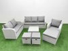 Fimous Patio PE Wicker 9 Seater Outdoor Rattan Furniture Sofa Sets with Square Coffee Table Reclining Chair Loveseat Sofa 3 Seater Sofa Stool Light Grey