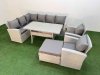 Fimous 9 Seater Rattan Garden Furniture Set Outdoor Patio Dining Corner Sofa Sets with Dining Table 2 Chairs Big Footstool Light Grey Mixed