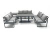Fimous 9 Seater Garden Sofa Set Aluminium Furniture Rising Dining Tabe Set with Side Table Dark Grey
