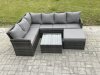 Fimous 7 Seater Outdoor Garden Furniture Set Wicker PE Rattan Corner Sofa Set with Square Coffee Table Big Footstool Dark Grey Mixed