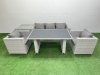 Fimous Patio Garden Furniture Sets with Black Glass Top Dining Table Armchair 3 Seater Sofa Side Table Light Grey