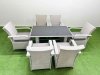Fimous Wicker PE Rattan Garden Furniture Set Patio Outdoor 6 Chairs Plus Rectangular Dining Table Set Light Grey Mixed