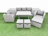 Fimous 10 Pieces Outdoor PE Rattan Sofa Armchair Set Patio Garden Furniture Sets with Cushions 2 Side Tables 3 Stools Light Grey