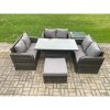 Fimous Rattan Garden Outdoor Furniture 3 PC Love Sofa Set Patio Adjustable Rising lifting Dining Table With Side Table Big Footstool