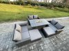 Fimous Rattan Garden Furniture Set Outdoor Lounge Sofa Chair Gas Fire Pit Dining Table Set With 2 Big Footstool Double Seat Sofa Armchiar