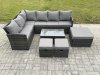 Fimous 9 Seater Rattan Lounge Corner Sofa Set Wicker PE Outdoor Garden Furniture Set with Coffee Table 3 Footstools Dark Grey Mixed