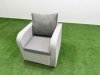 Fimous PE Rattan Garden Furniture Set Reclining Chair Sofa Lounge Sofa Set Firepit Dining Table Side Table Light Grey