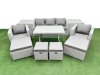Fimous 10 Pieces Outdoor PE Rattan Sofa Armchair Set Patio Garden Furniture Sets with Cushions 2 Side Tables 4 Stools Light Grey