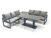 Fimous 6 Seater Aluminium Outdoor Garden Furniture Set with Adjustable Rising Lifting Dining Table 3 Seater Sofa Side Table Dark Grey