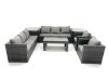 Fimous Rattan Garden Furniture Sofa Set with Coffee table Armchair 2 Side Tables Dark Grey Mixed