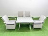 Fimous Outdoor Rattan Garden Furniture Set Patio 4 Chairs Plus Rectangular Dining Table Sets Light Grey Mixed